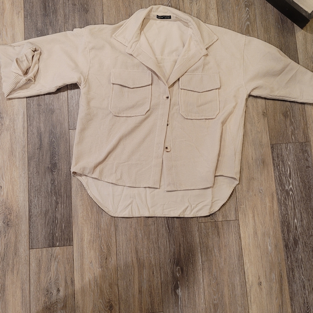 SHEIN - Cream Corduroy Skacket- Size Large